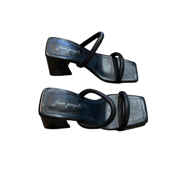 Free People Black Parker Double Strap Heel Sandal Sz 6.5 NWT - Picture 4 of 12